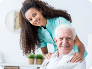 image of a female caregiver with an elderly man